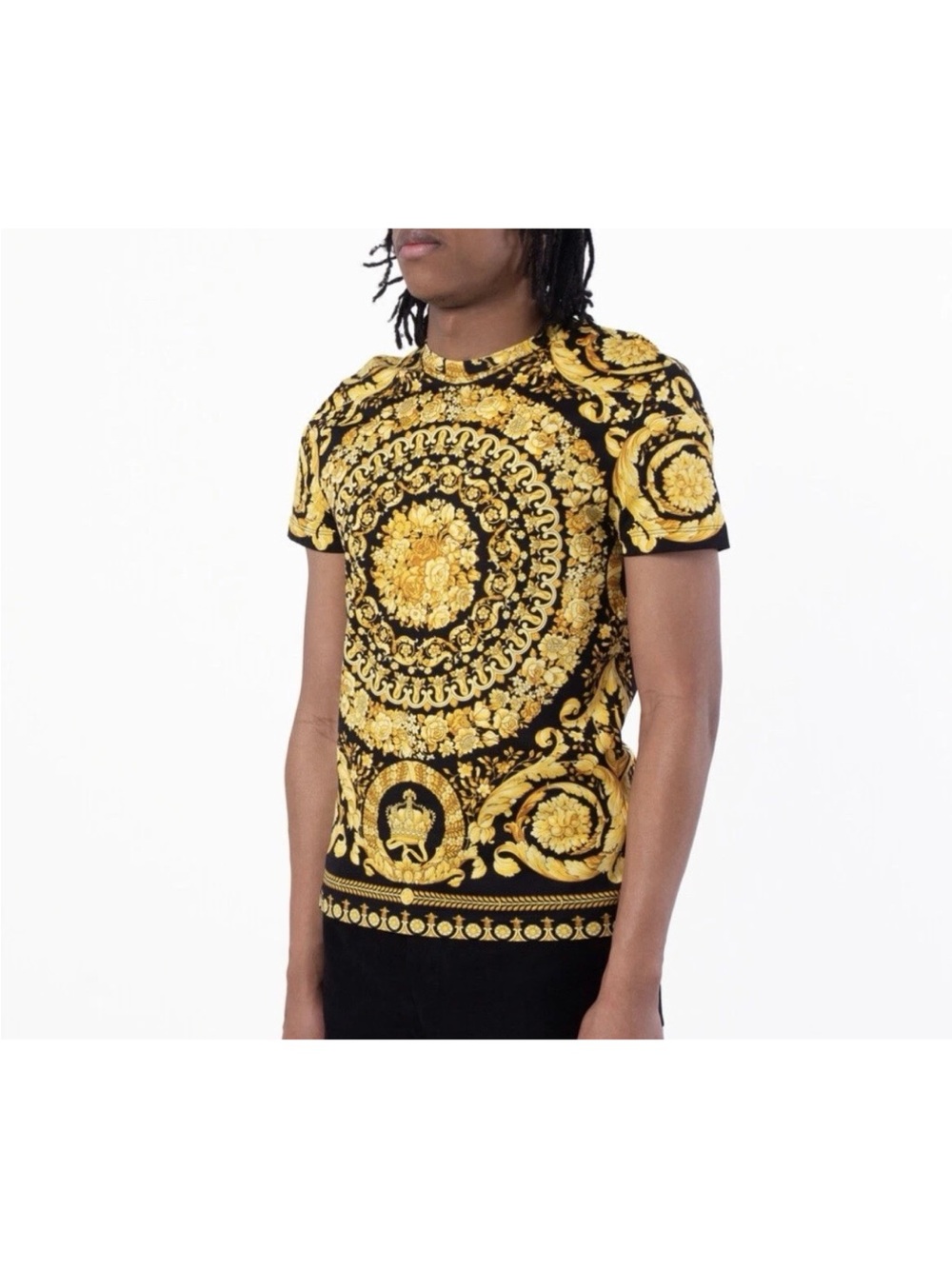 Versace Tshirt Jersey Fabric Wit Black And Gold SZ M $1200